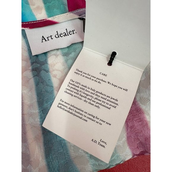 Art Dealer Rainbow Stripes 100% Silk Wrap Tie Waist Short Top Made Italy M NWT - Picture 9 of 11